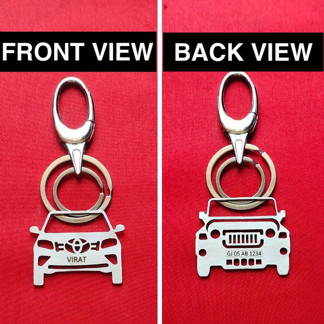 Personalized Car Keychain With Your Name and Car Number Plate or Mobile number